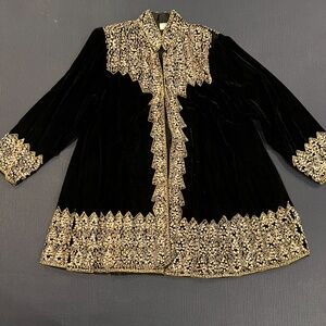 Heavily Embellished Velvet Swing Coat